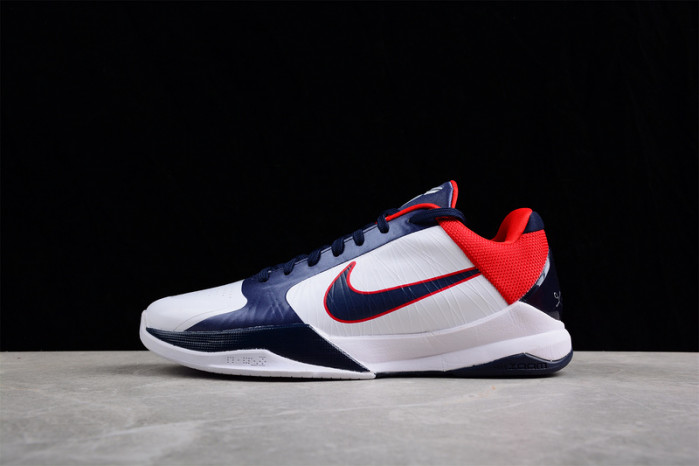 NIKE ZOOM KOBE 5 USA WHITE OBSIDIAN SPORT RED 386430-103