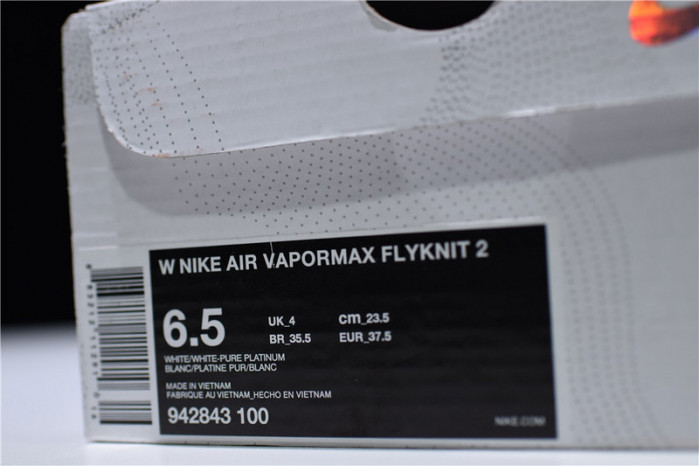 Nike Mens Air VaporMax Flyknit 2.0 Triple White 942843-100
