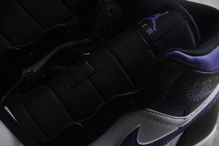 AIR JORDAN 1 MID WHITE BLACK PURPLE 554724-095