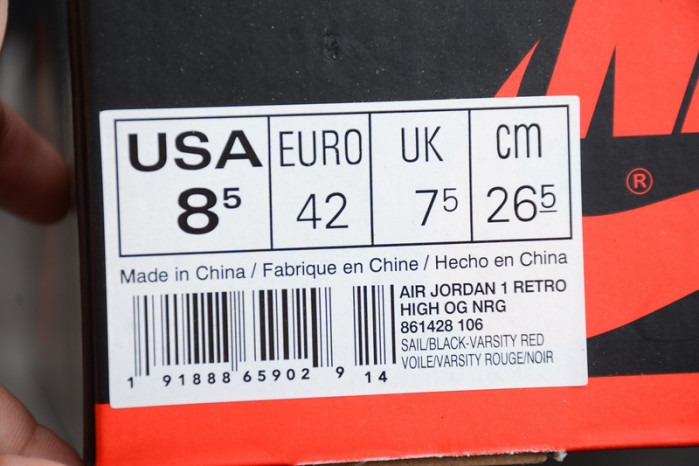 Air Jordan 1 No Ls Not For Resale Varsity Red 861428-106