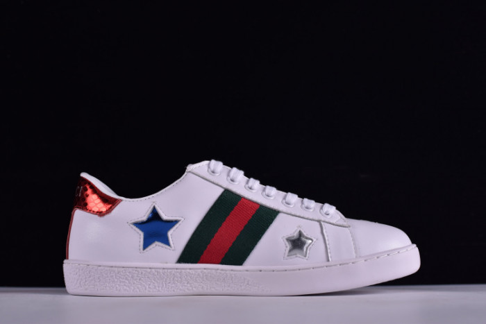 G*u*i ace embroidered low-top sneaker with colorful stars 431942-a38g1