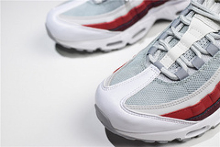 NIKE Air Max 95 Essential Mens White-Grey-Red Running Shoes 749766 103